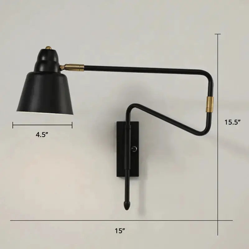 Modern Black and Brass Retractable Reading Lamp