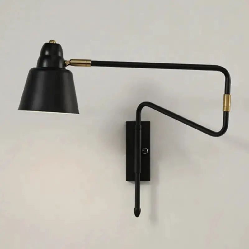 Modern Black and Brass Retractable Reading Lamp