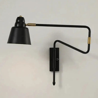 Modern Black and Brass Retractable Reading Lamp