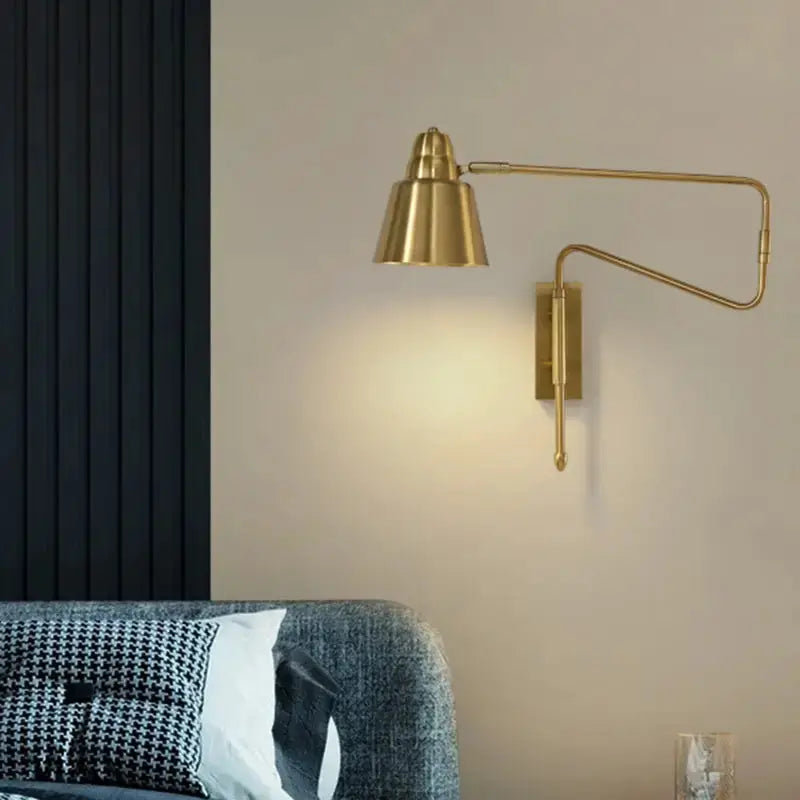 Modern Black and Brass Retractable Reading Lamp
