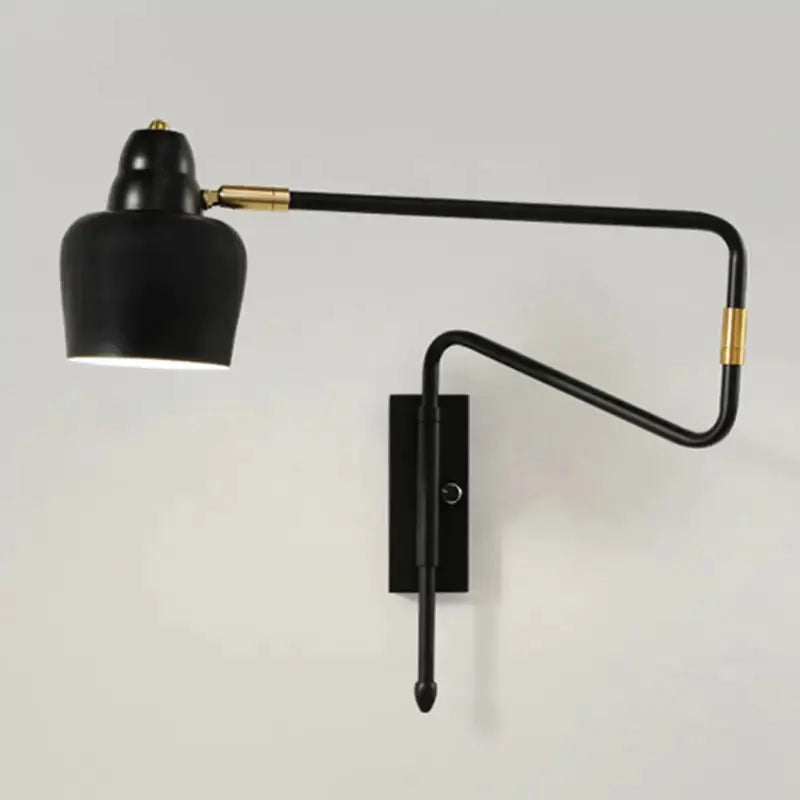 Modern Black and Brass Retractable Reading Lamp