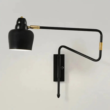 Modern Black and Brass Retractable Reading Lamp