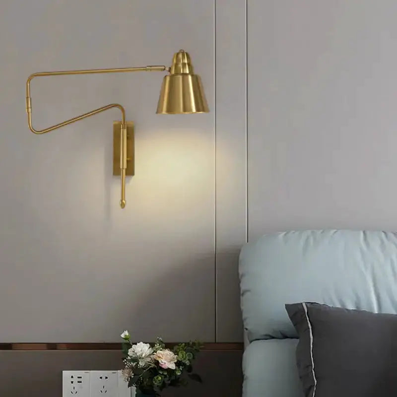 Modern Black and Brass Retractable Reading Lamp