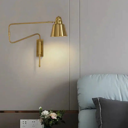 Modern Black and Brass Retractable Reading Lamp