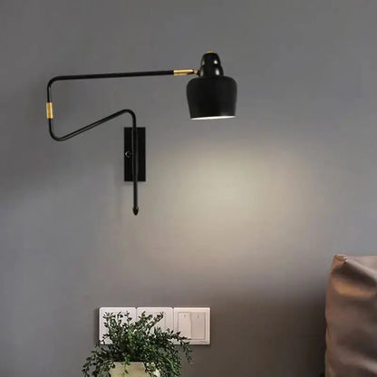 Modern Black and Brass Retractable Reading Lamp
