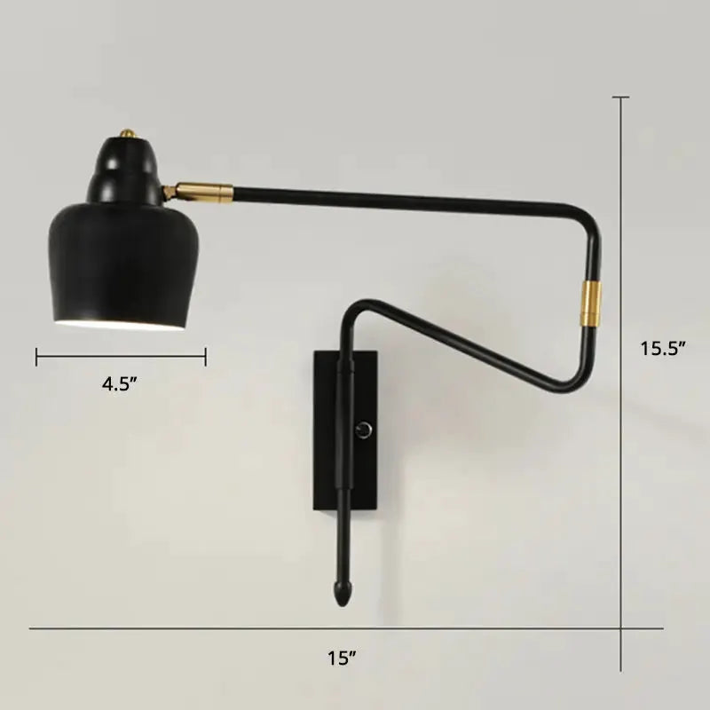 Modern Black and Brass Retractable Reading Lamp