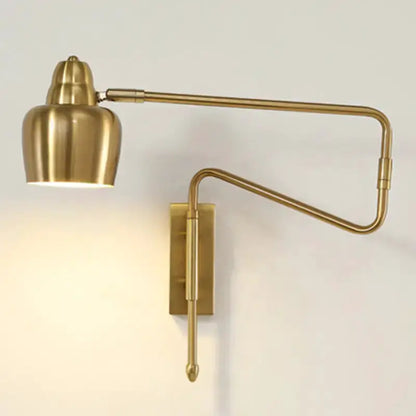 Modern Black and Brass Retractable Reading Lamp