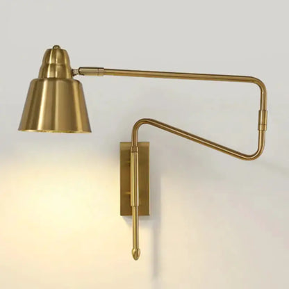 Modern Black and Brass Retractable Reading Lamp