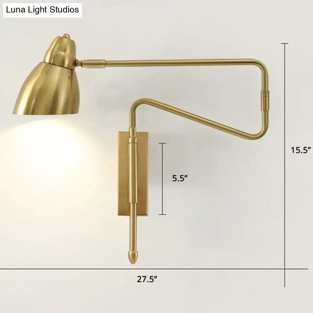 Black brass task light Decorbites wall-mounted adjustable swing arm 27.5 in span on Tampa Home & Garden Store