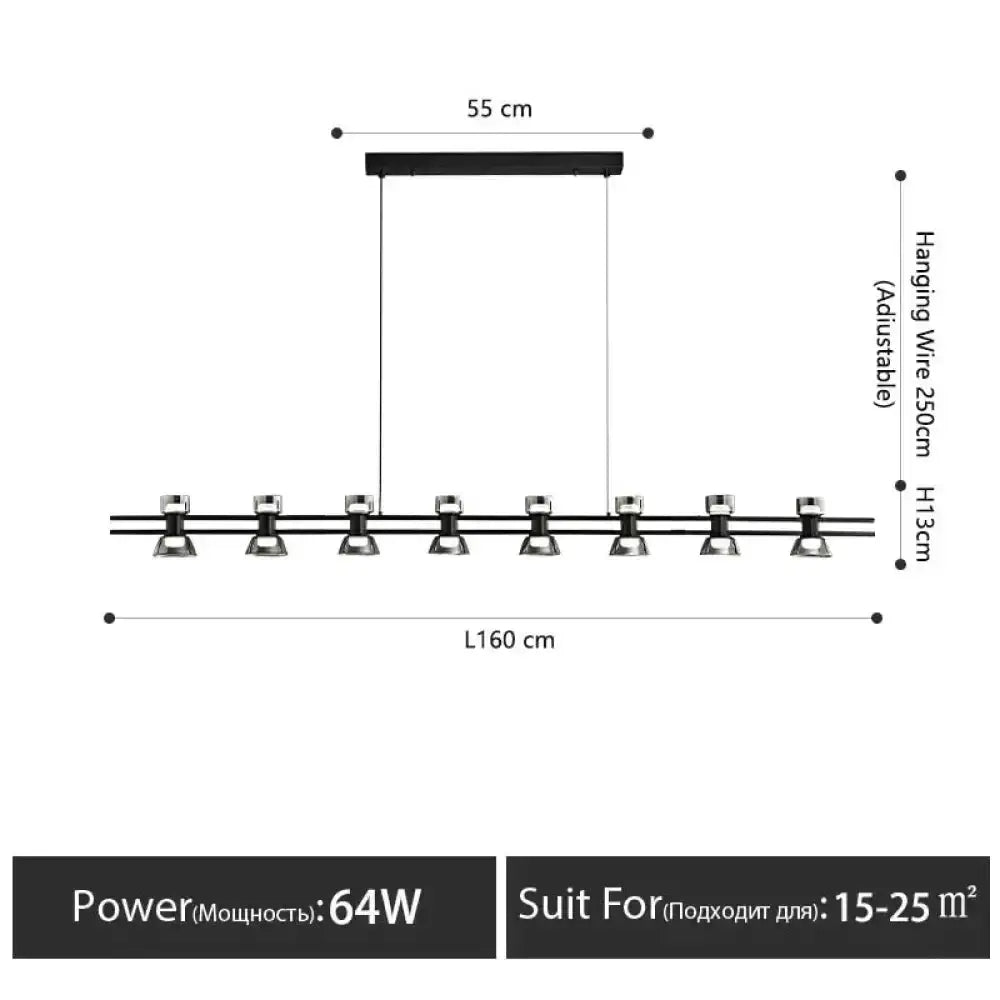 Modern Black and Chrome Linear LED Strip Lamp
