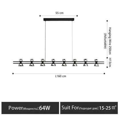 Modern Black and Chrome Linear LED Strip Lamp