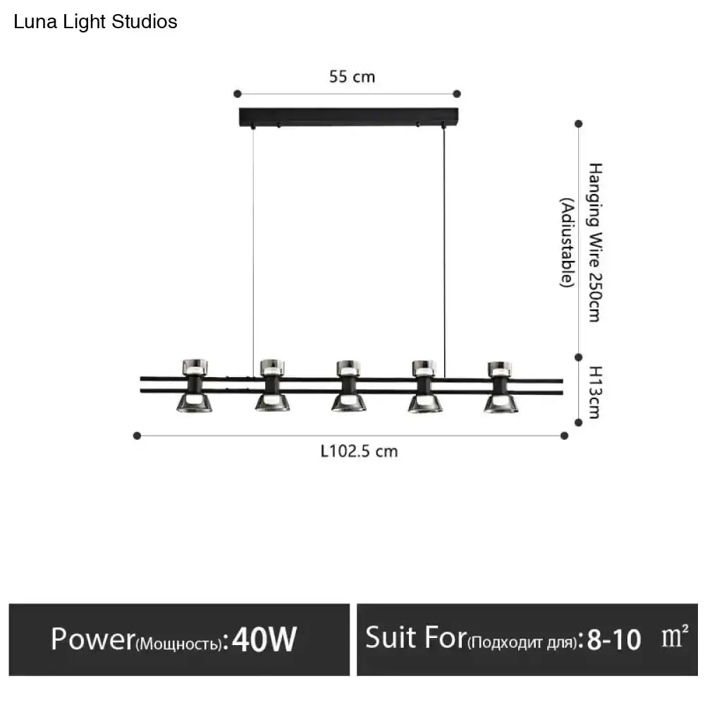Modern Black and Chrome Linear LED Strip Lamp
