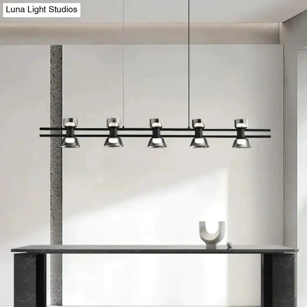 Modern Black and Chrome Linear LED Strip Lamp