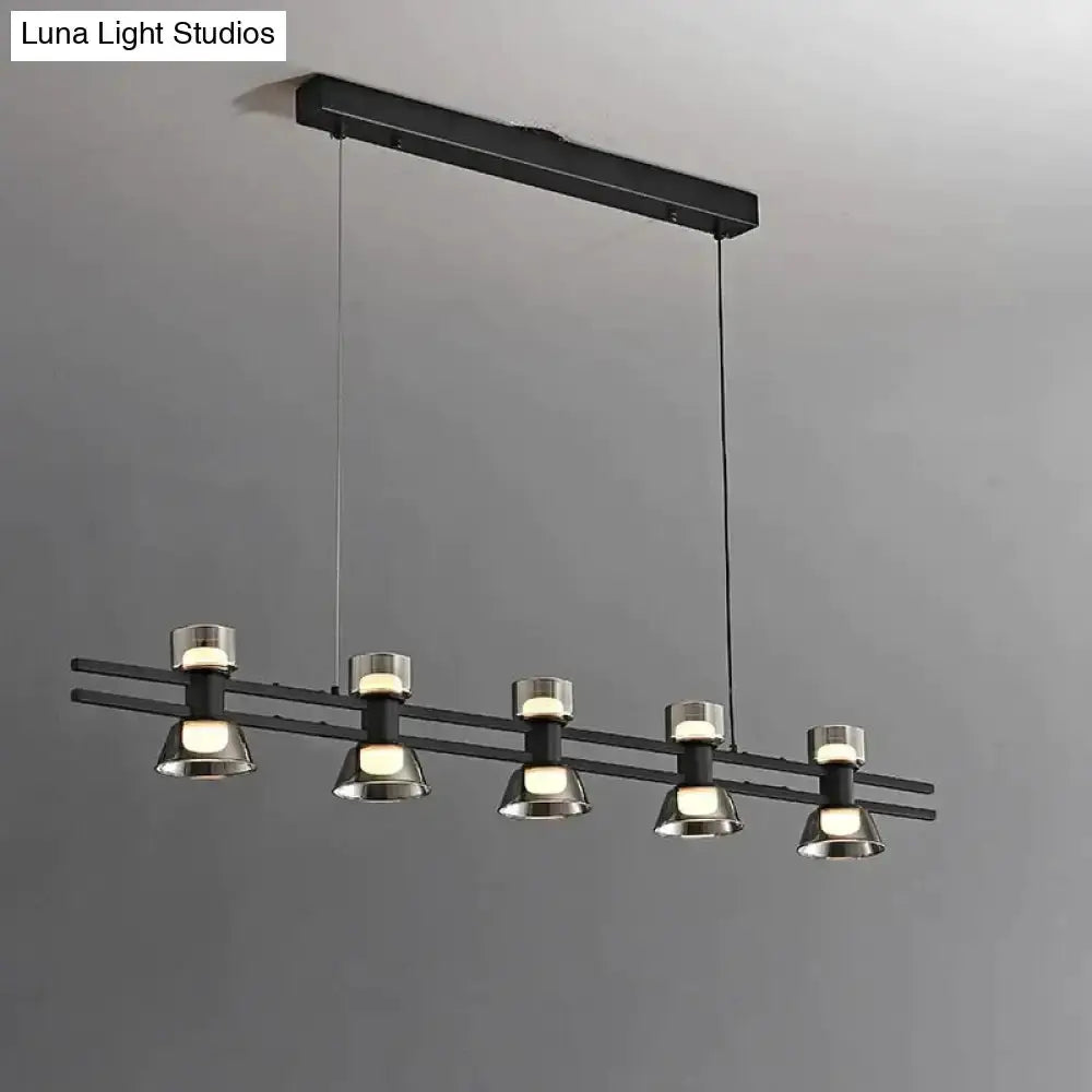 Modern Black and Chrome Linear LED Strip Lamp