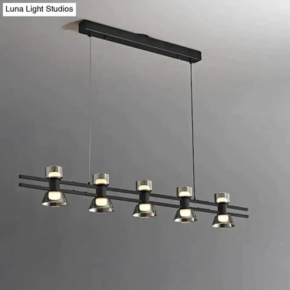 Modern Black and Chrome Linear LED Strip Lamp