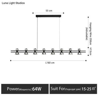 Modern Black and Chrome Linear LED Strip Lamp