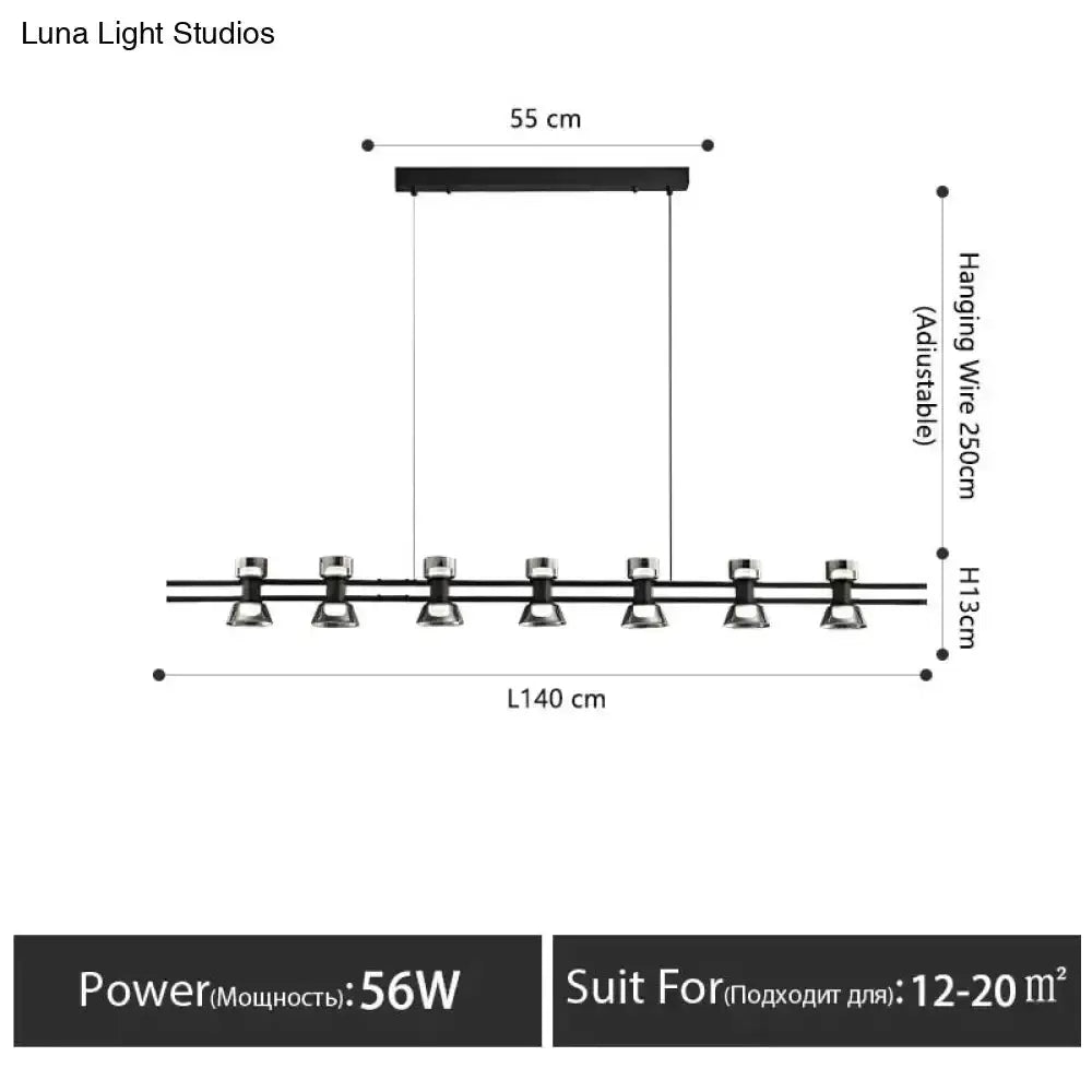 Modern Black and Chrome Linear LED Strip Lamp