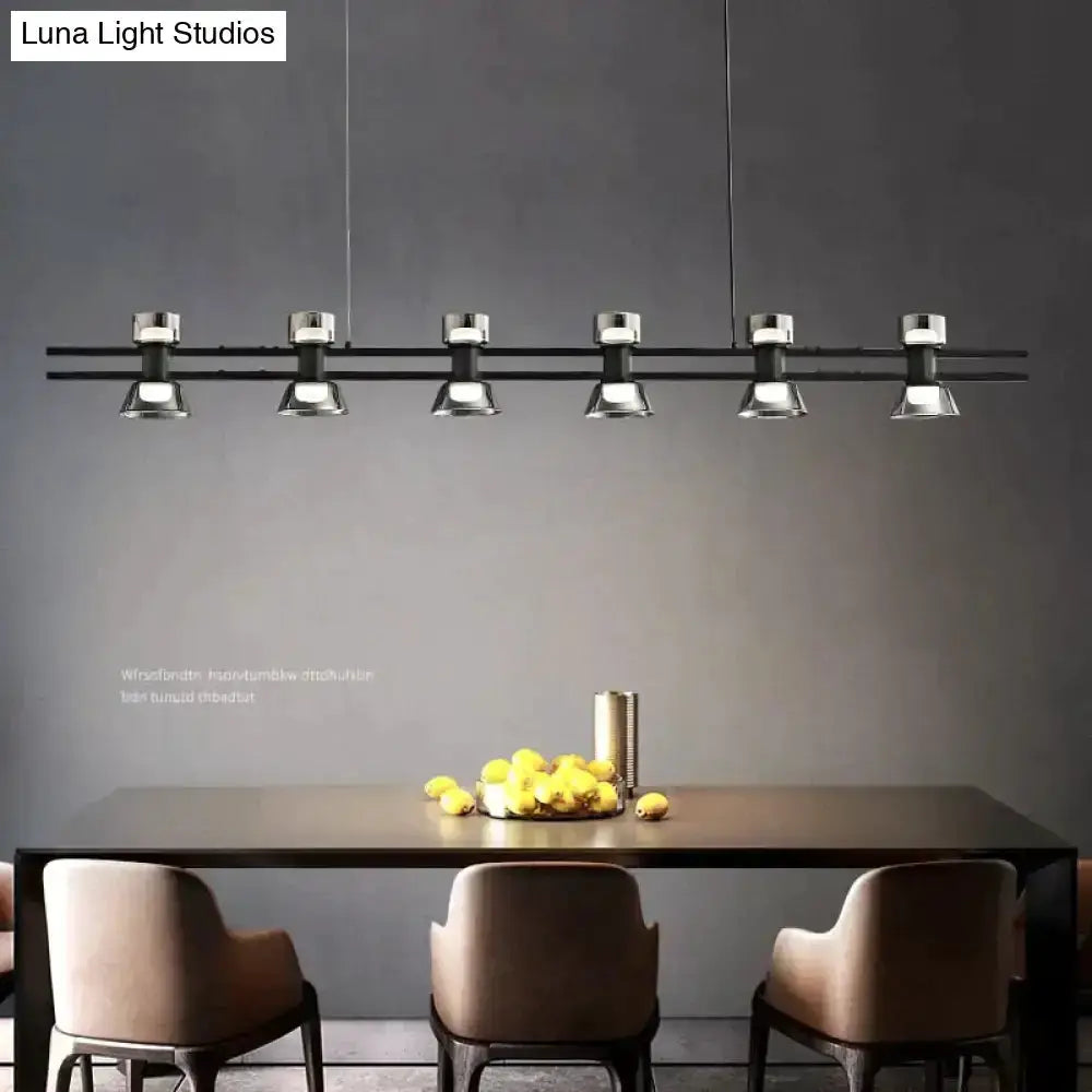 Modern Black and Chrome Linear LED Strip Lamp