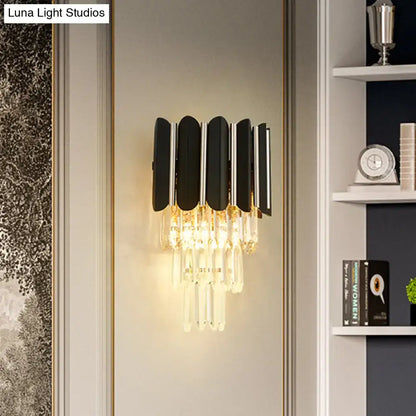 Black crystal tiered wall sconce by Decorbites with amber crystal drops on Tampa Home & Garden Store