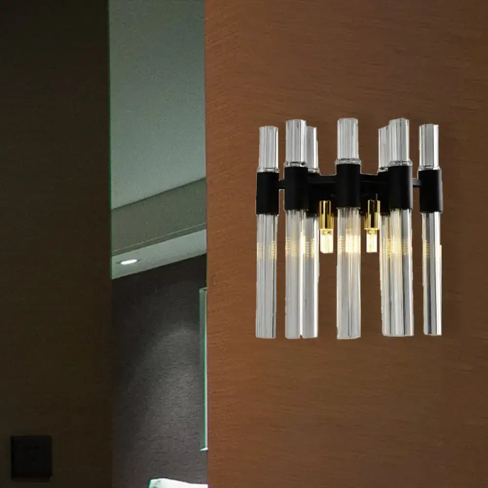 Black crystal tube wall lamp by Decorbites with glass tubular rods and black metal mount on Tampa Home & Garden Store