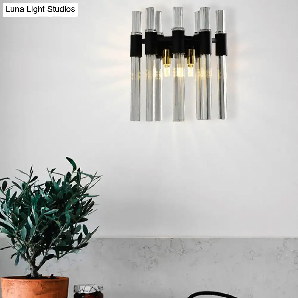 Black Crystal Tube Wall Lamp by Decorbites with clear glass tubes and black metal mounting on Tampa Home & Garden Store