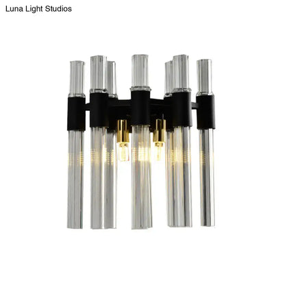 Black crystal tube wall lamp by Decorbites; six clear tubes with black mounts on Tampa Home & Garden Store