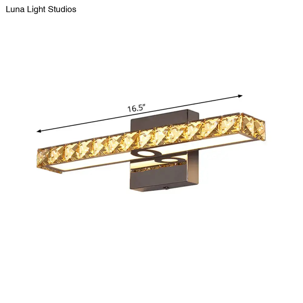 Gold crystal wall light by Decorbites, 16.5in long gold-tone crystal bar sconce on Tampa Home & Garden Store