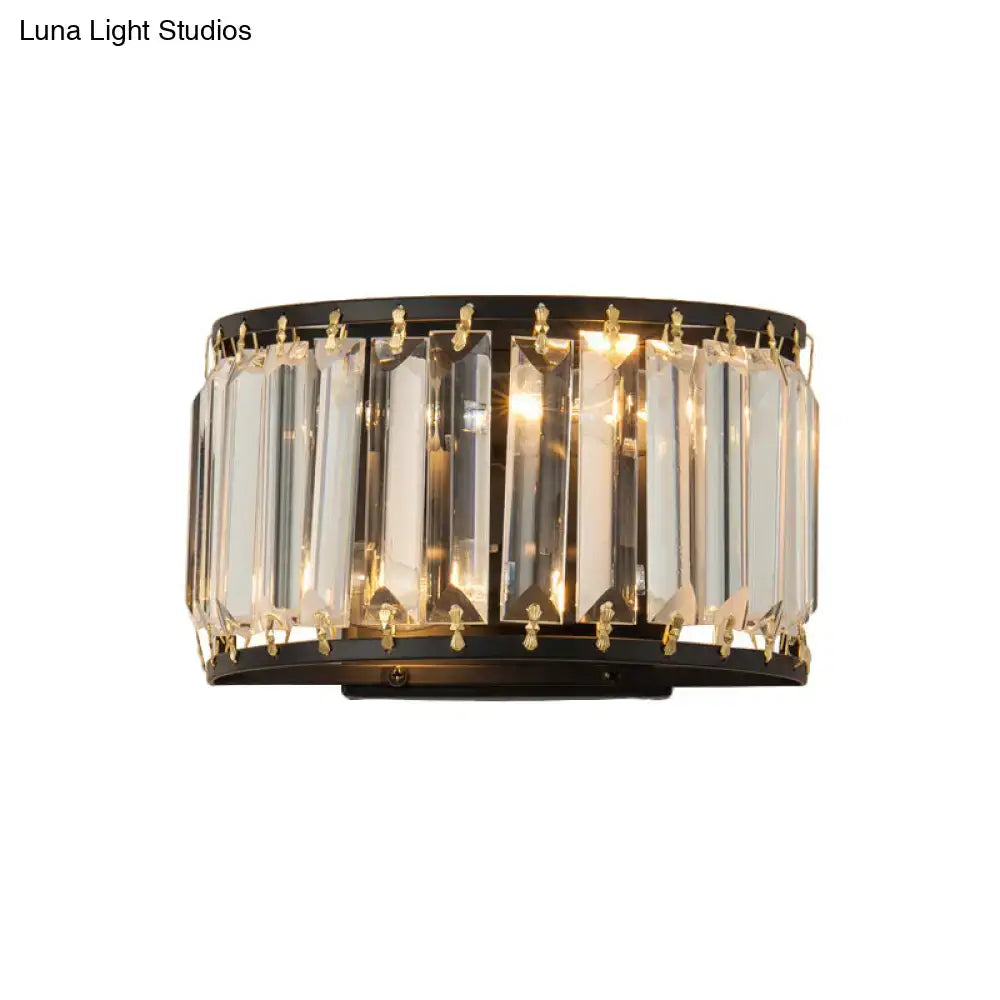 Black crystal compact wall lamp with crystal prisms and gold-tone hardware Decorbites on Tampa Home & Garden Store