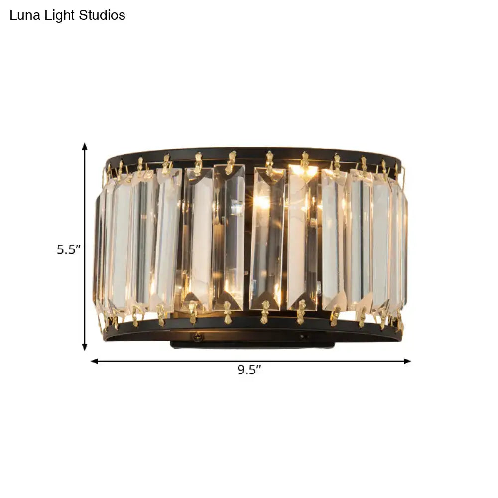 Black Crystal Compact Wall Lamp by Decorbites with crystal prisms in a black frame compact lamp on Tampa Home & Garden Store
