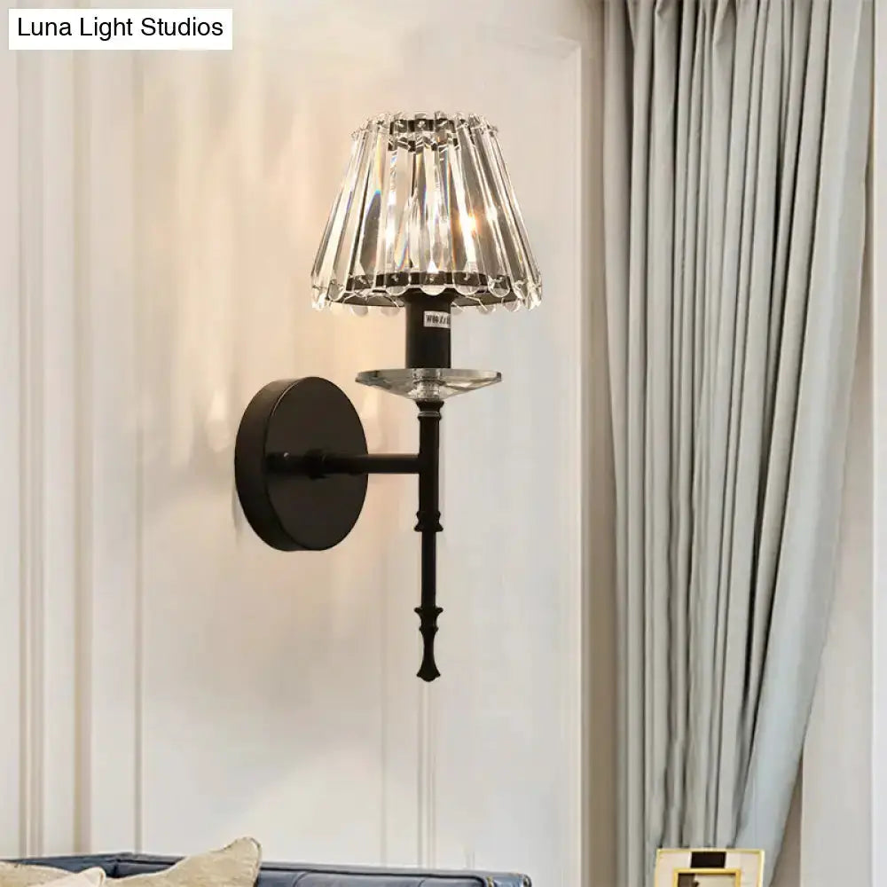 Modern black crystal wall light fixture with clear glass shade for living room Decorbites on Tampa Home & Garden Store