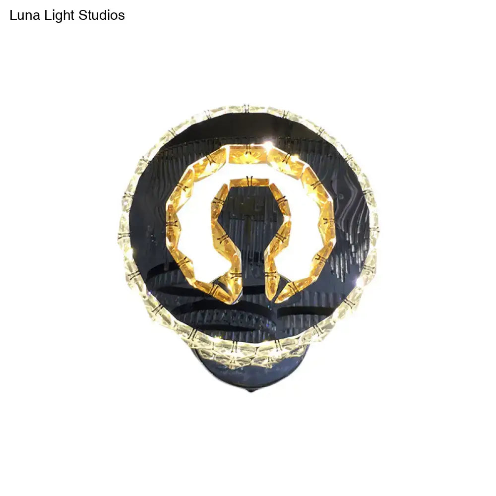 Chrome beveled crystal wall sconce with gold inner ring circular design by Decorbites on Tampa Home & Garden Store