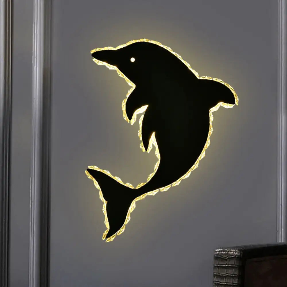 Black dolphin-shaped wall sconce with gold crystal edge, Decorbites, Home & Garden on Tampa Home & Garden Store