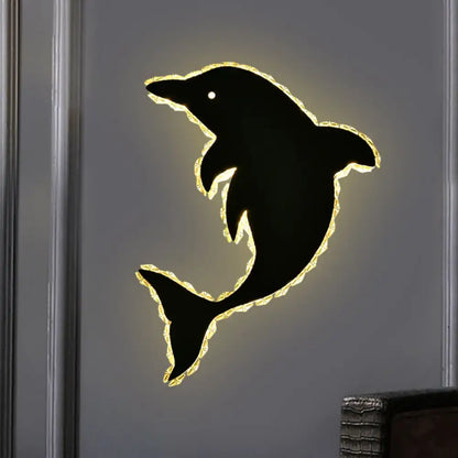 Black dolphin-shaped wall sconce with gold crystal edge, Decorbites, Home & Garden on Tampa Home & Garden Store