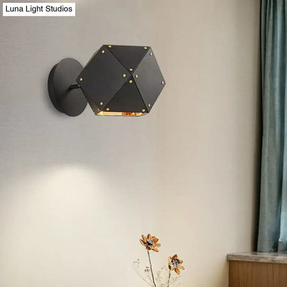 Black Gold Geometric Dining Light sconce with black matte shade and gold rivets by Decorbites on Tampa Home & Garden Store