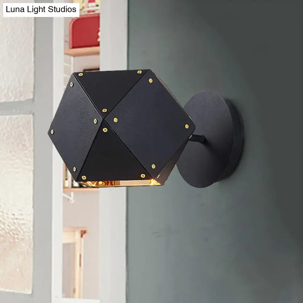 Black Gold Geometric Dining Light wall sconce with black metal panels Decorbites on Tampa Home & Garden Store
