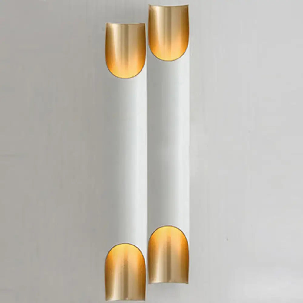 Black Gold Tubular Sconce white cylindrical bodies with gold caps double-light fixture on Tampa Home & Garden Store