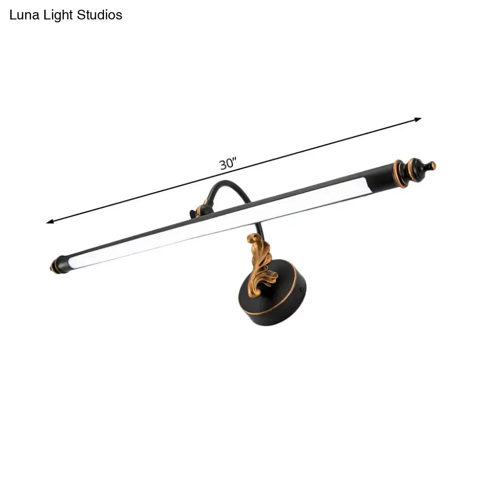 Modern black and gold tubular LED bathroom wall light sconce, Decorbites, 30" long on Tampa Home & Garden Store
