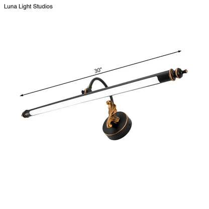 Modern black and gold tubular LED bathroom wall light sconce, Decorbites, 30" long on Tampa Home & Garden Store