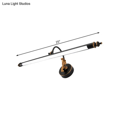 Modern black and gold tubular LED wall sconce 25in long for bathroom on Tampa Home & Garden Store