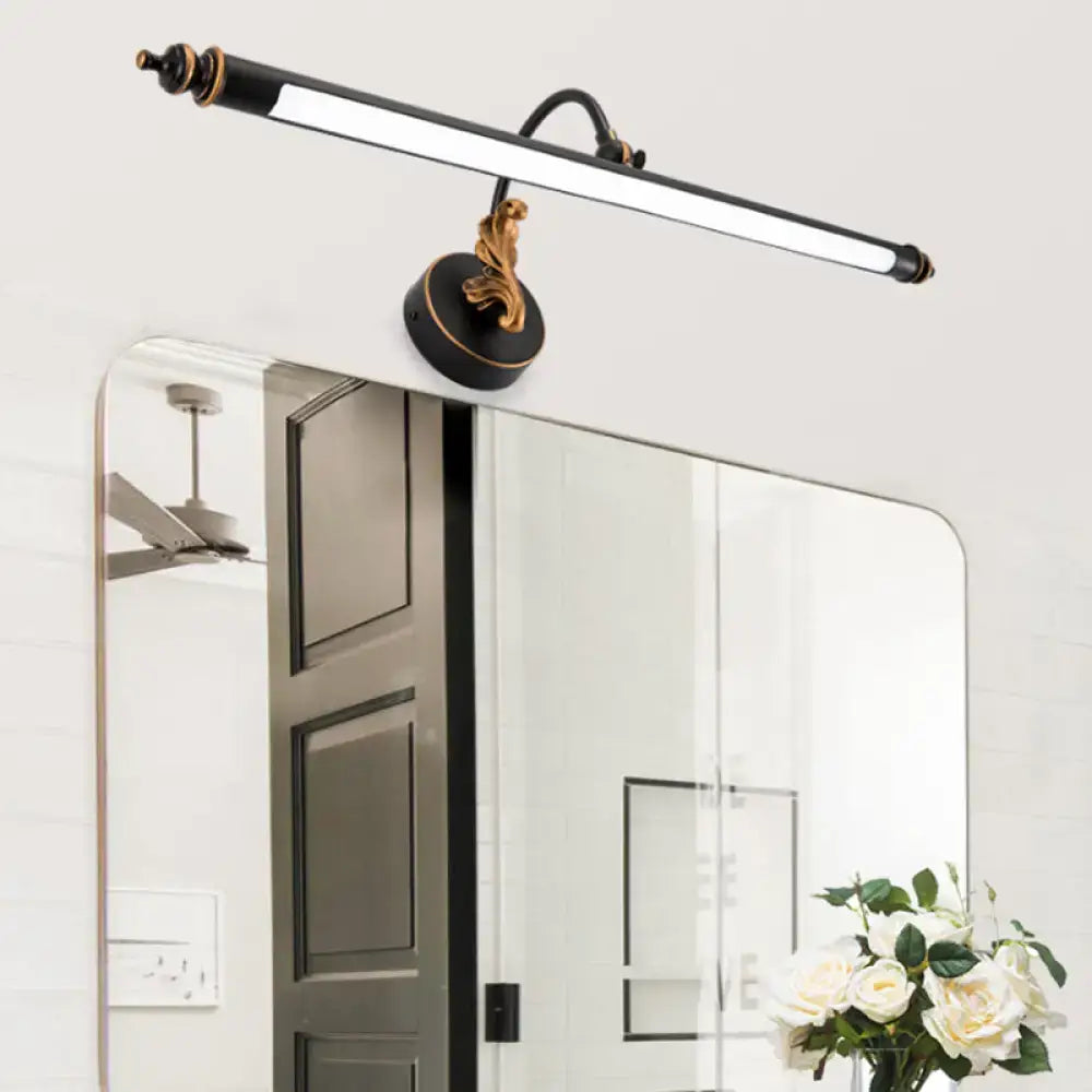 Decorbites modern black and gold tubular LED bathroom wall light sconce with black metal frame on Tampa Home & Garden Store