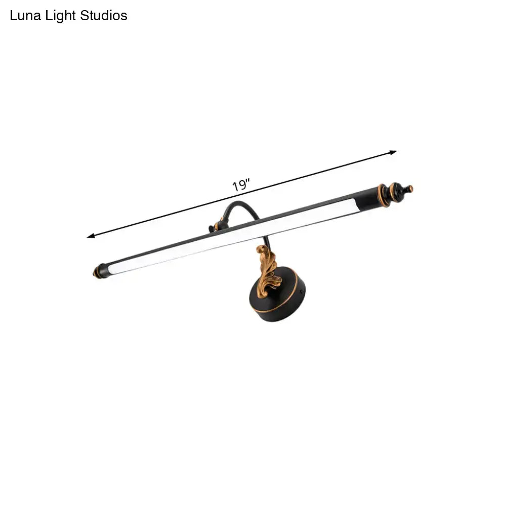 Modern black and gold tubular LED bathroom wall sconce by Decorbites, 19 inches long on Tampa Home & Garden Store