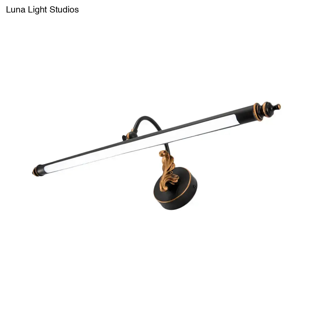 Decorbites modern black and gold tubular LED bathroom wall sconce with ornate round mount on Tampa Home & Garden Store