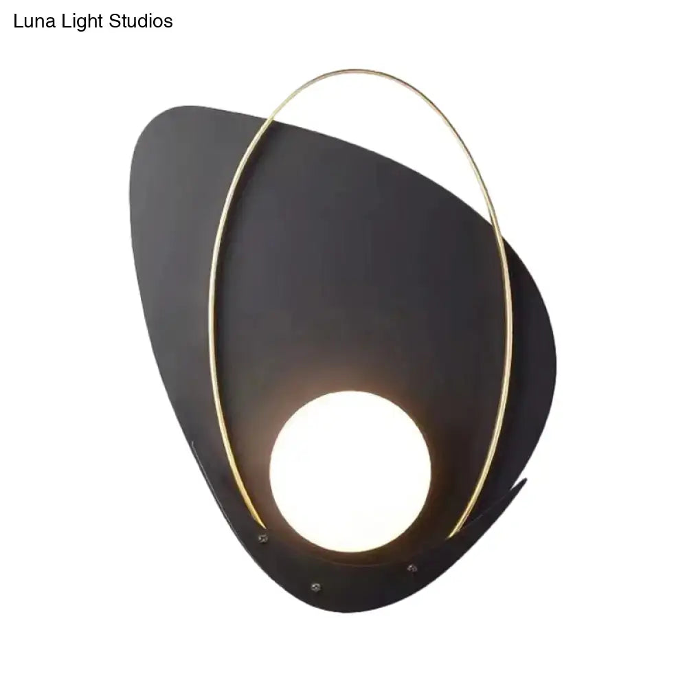 Black Gold Glass 14-Inch Sconce by Decorbites, black backplate with gold ring and globe on Tampa Home & Garden Store