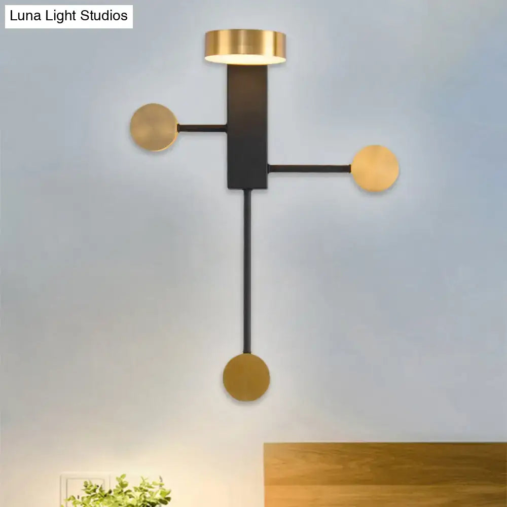 Black Gold LED Sconce, modern black metal wall light with gold accents by Decorbites on Tampa Home & Garden Store