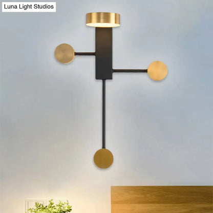 Black Gold LED Sconce, modern black metal wall light with gold accents by Decorbites on Tampa Home & Garden Store