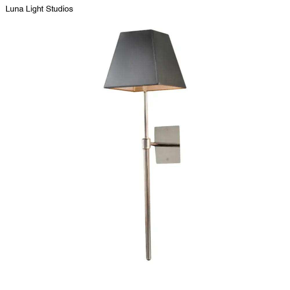 Black Nickel Sconce Light by Decorbites, tall stem with square wall plate, dark shade on Tampa Home & Garden Store