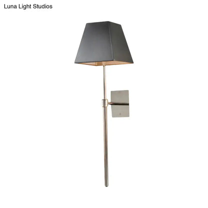 Black Nickel Sconce Light by Decorbites, tall stem with square wall plate, dark shade on Tampa Home & Garden Store