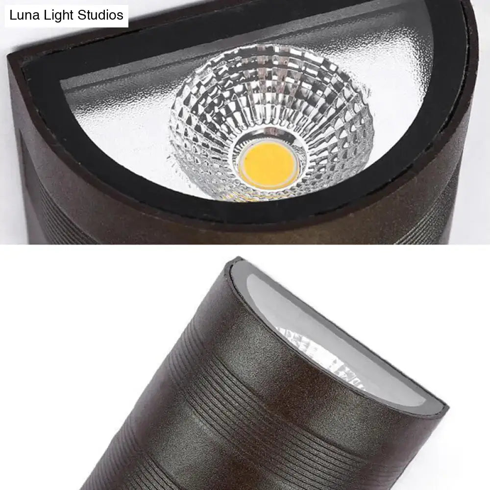 Black outdoor half-cylinder wall lamp by Decorbites with textured reflector and LED on Tampa Home & Garden Store