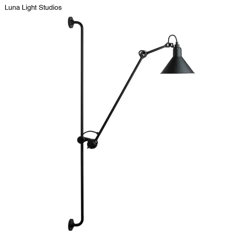 Modern black articulated bedroom wall lamp by Decorbites with adjustable arm and conical shade on Tampa Home & Garden Store