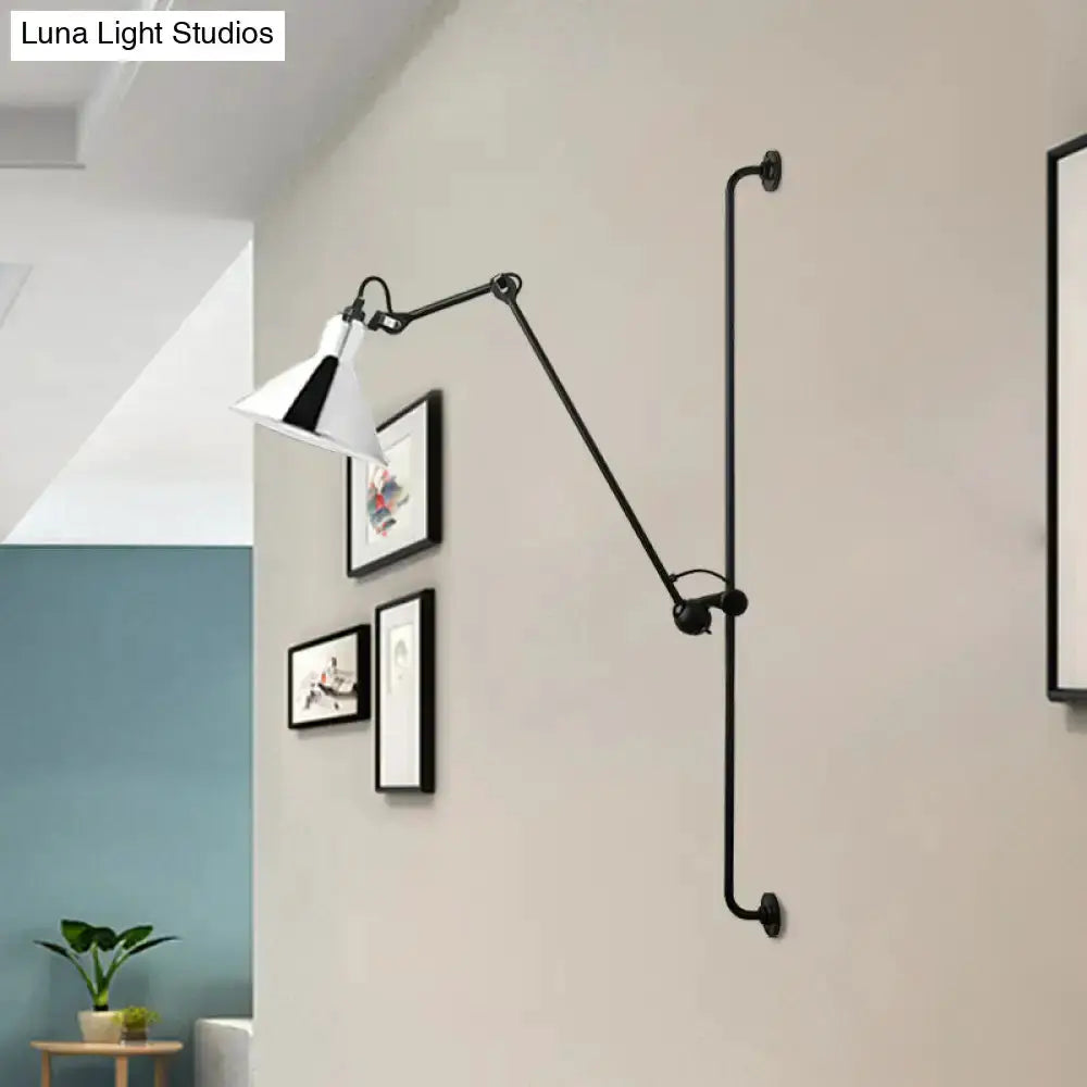 Articulated black and white bedroom wall lamp by Decorbites direct wired with adjustable swingarm on Tampa Home & Garden Store